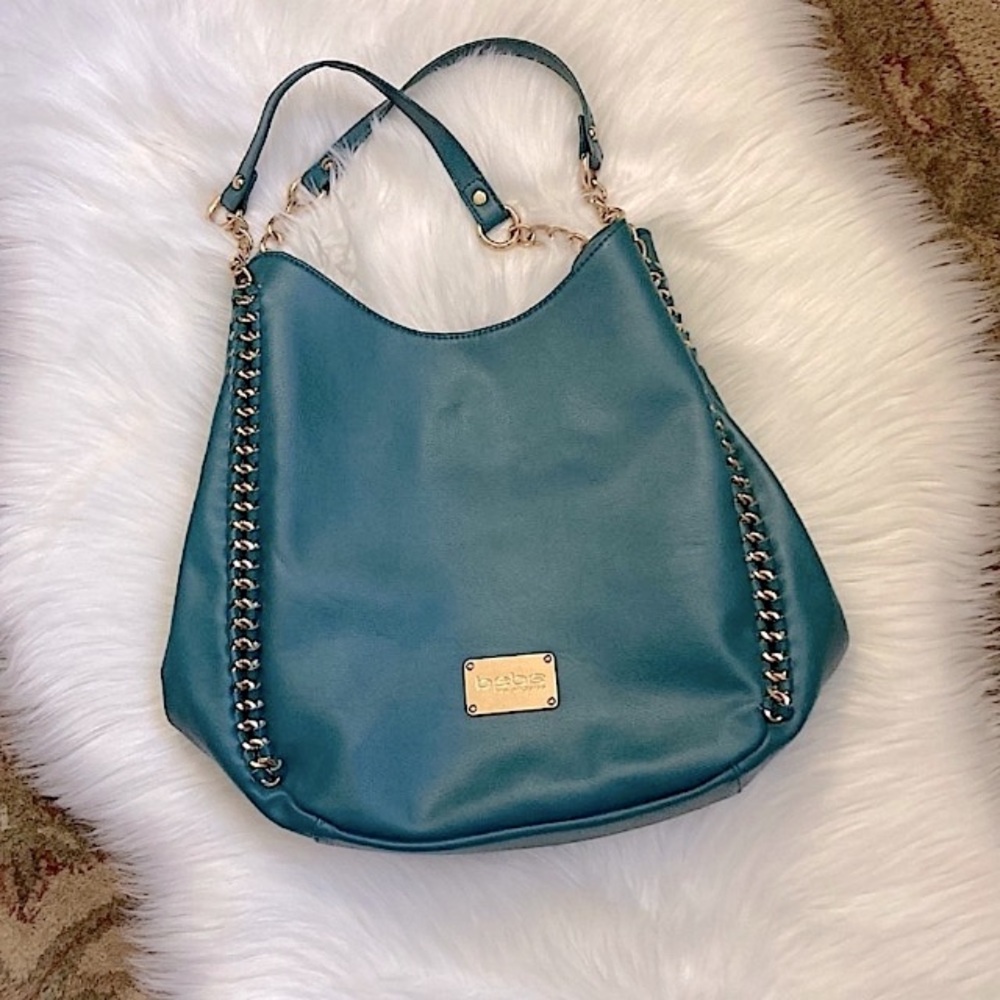 Bebe Colette Emerald triple entry Hobo Chain-Accent Shoulder Bag 😍